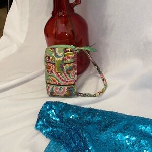 Vera Bradley Pink and Green Clutch Wristlet